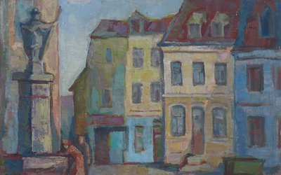 Mia Münster, Wendalinusbrunnen, Öl, 1960er Jahre, Foto: Museum St. Wendel.