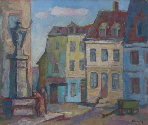 Mia Münster, Wendalinusbrunnen, Öl, 1960er Jahre, Foto: Museum St. Wendel.